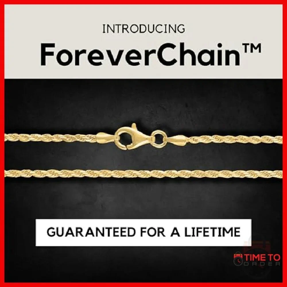 18K Gold Plated Sterling Silver Diamond Cut Rope Chain Necklace 20 Inch